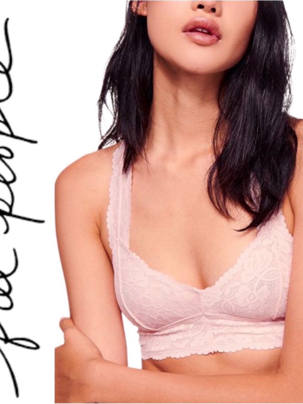 Free People Galloon Pink Lace Bralette NWT XS